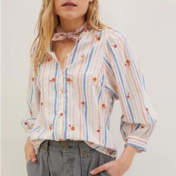 NWT Pilcro by Anthropologie Bella Femme Button Down Long Sleeve Shirt Size XL - Picture 1 of 11